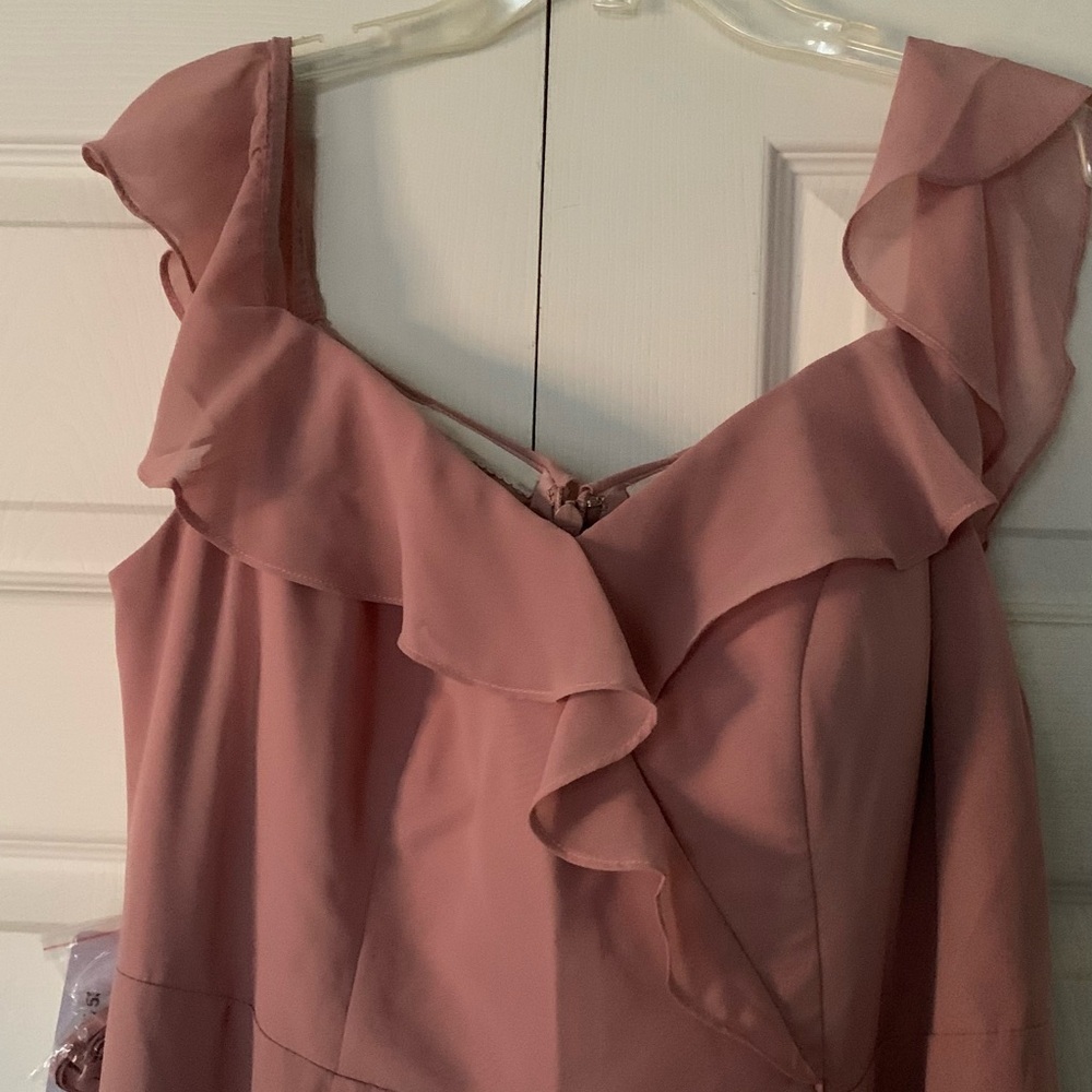 Azazie Pink Asymmetrical Ruffle Sundress